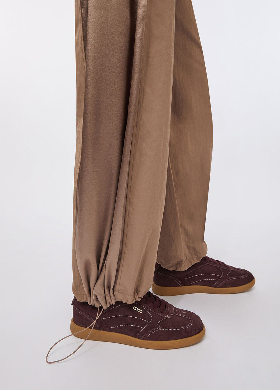 jogging trousers in nylon and satin