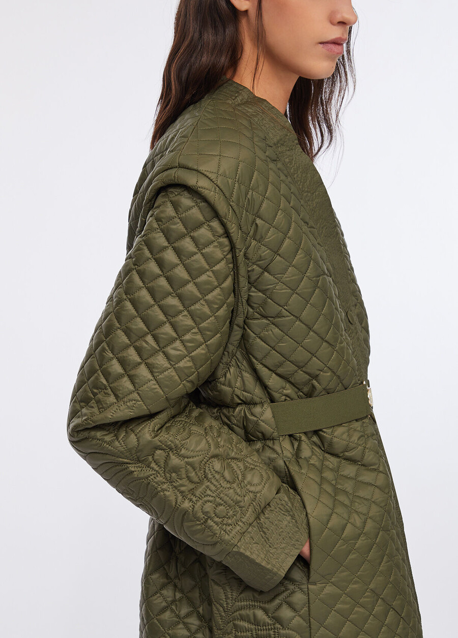 quilted nylon coat with belt
