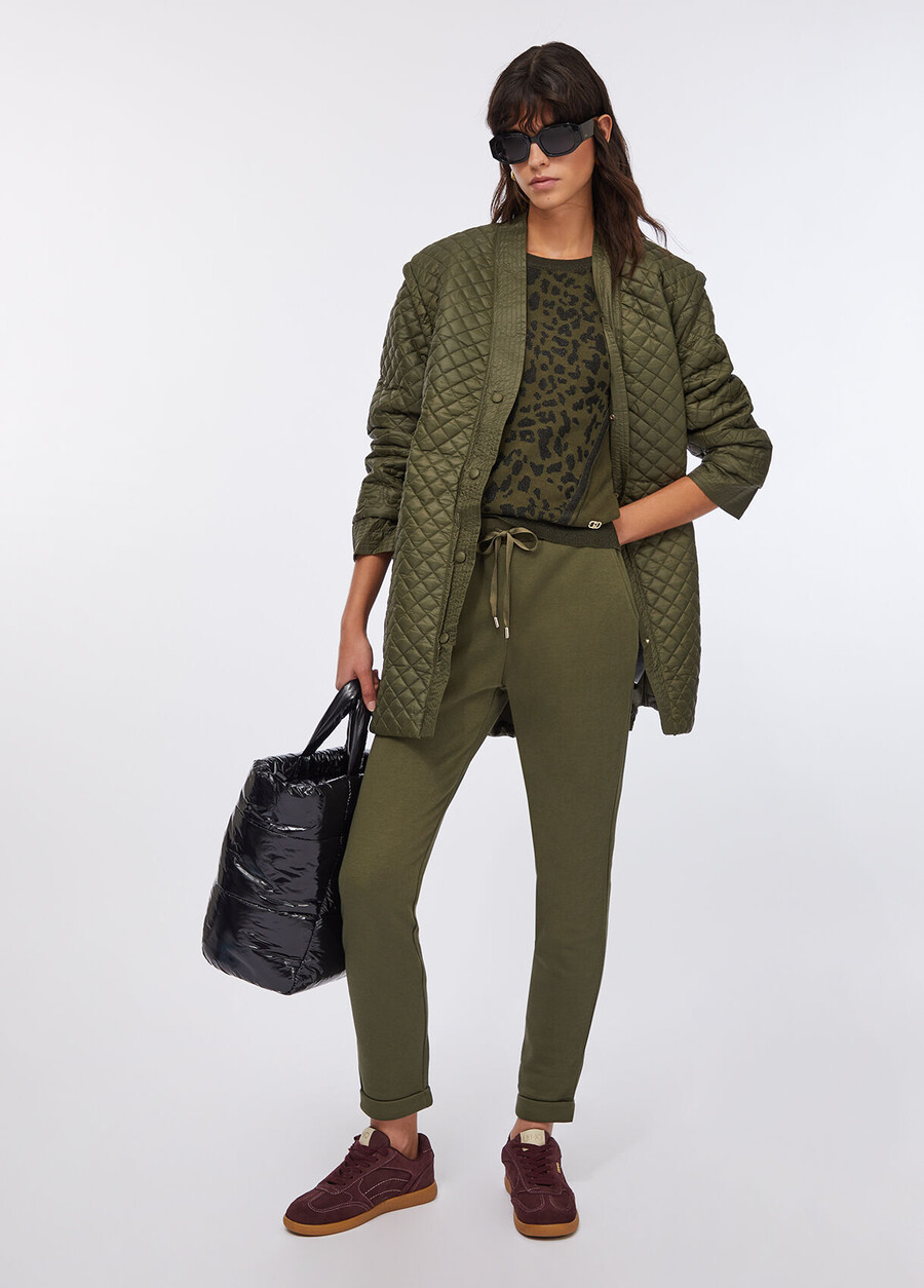 quilted nylon coat with belt