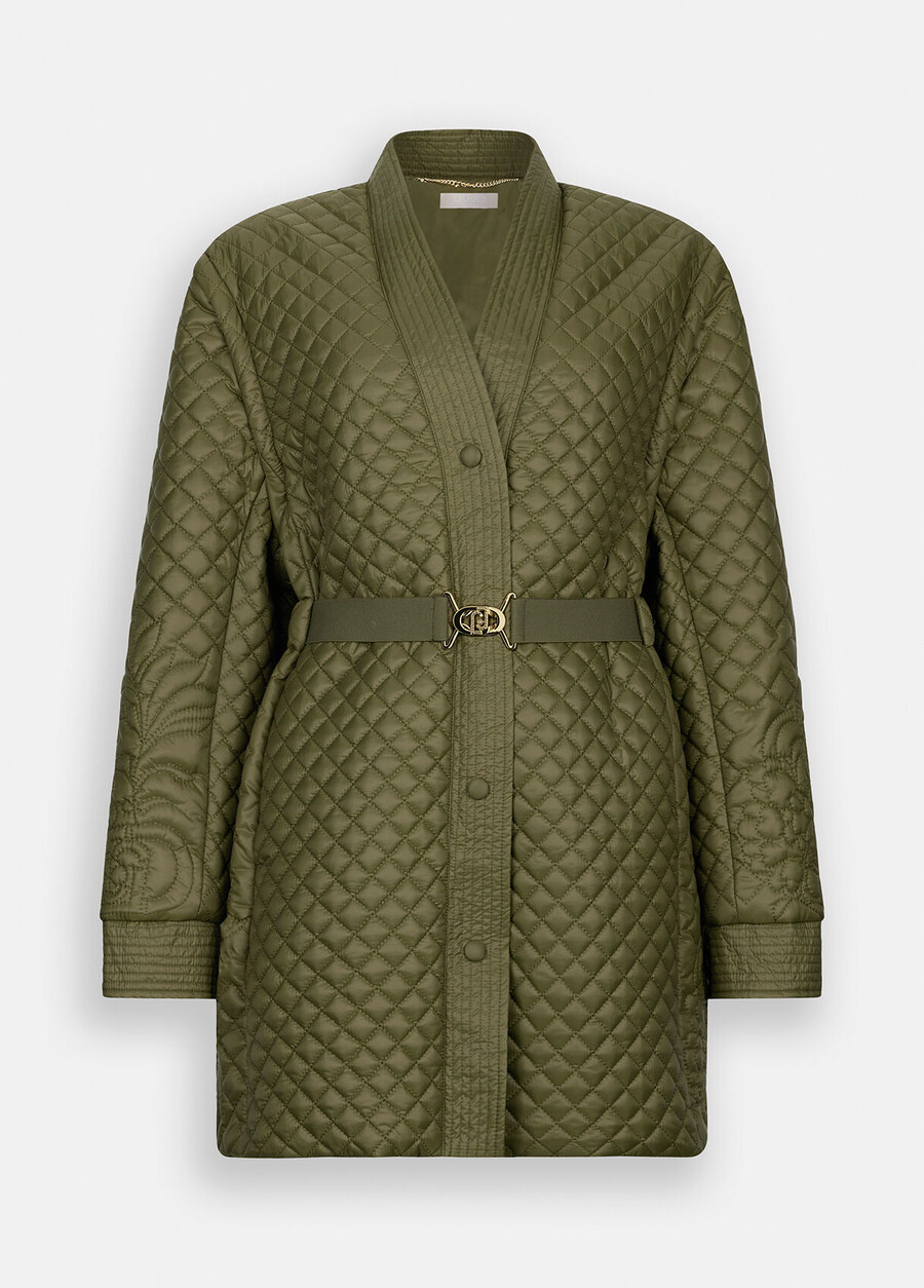 quilted nylon coat with belt