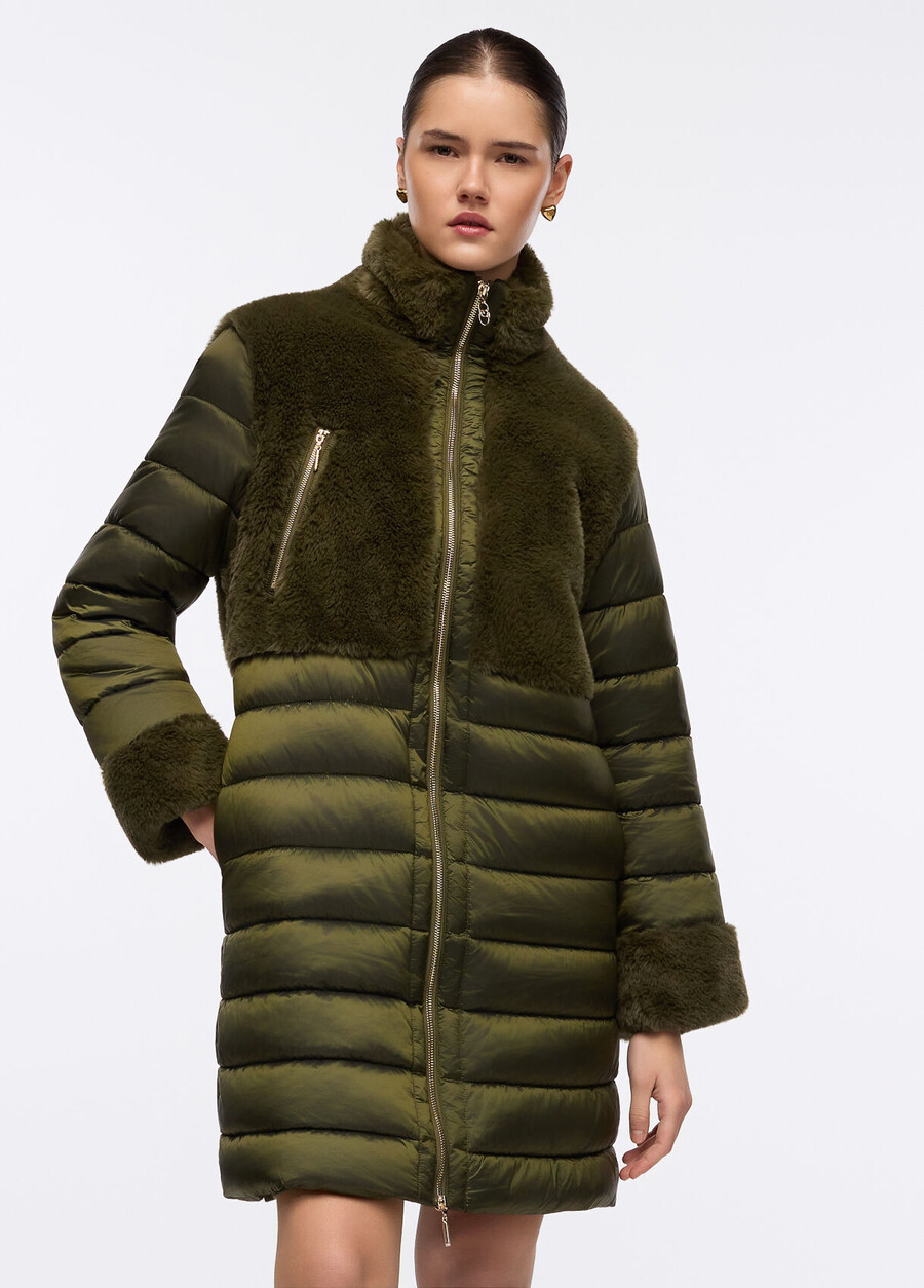 padded jacket with faux fur inserts