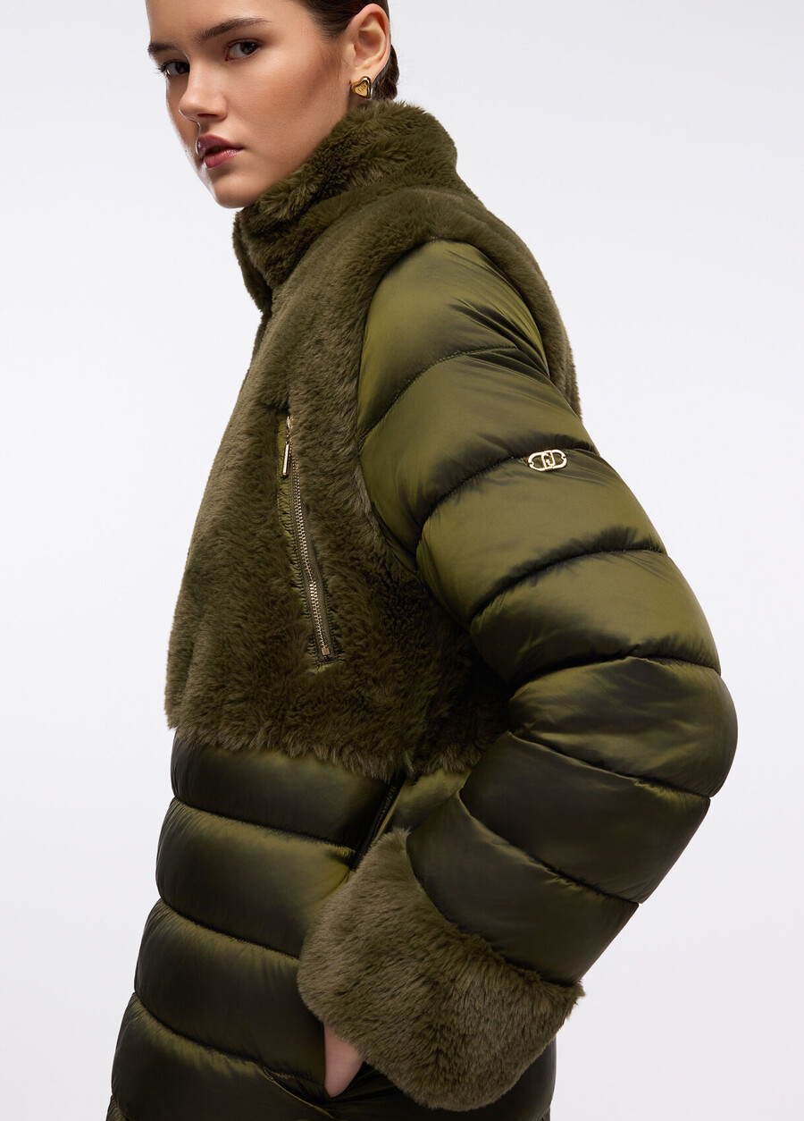 padded jacket with faux fur inserts
