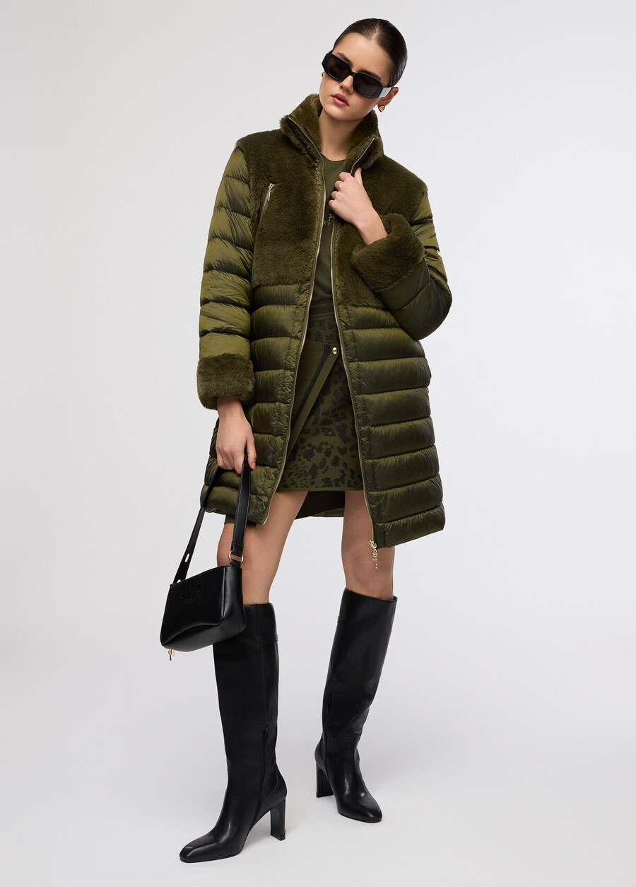 padded jacket with faux fur inserts