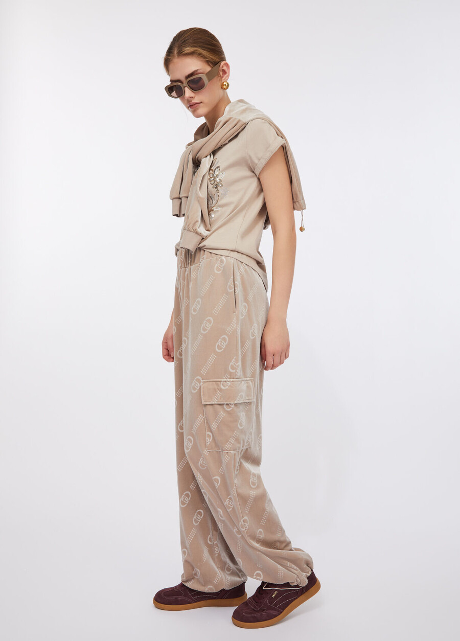 chenille jogging pants with logo