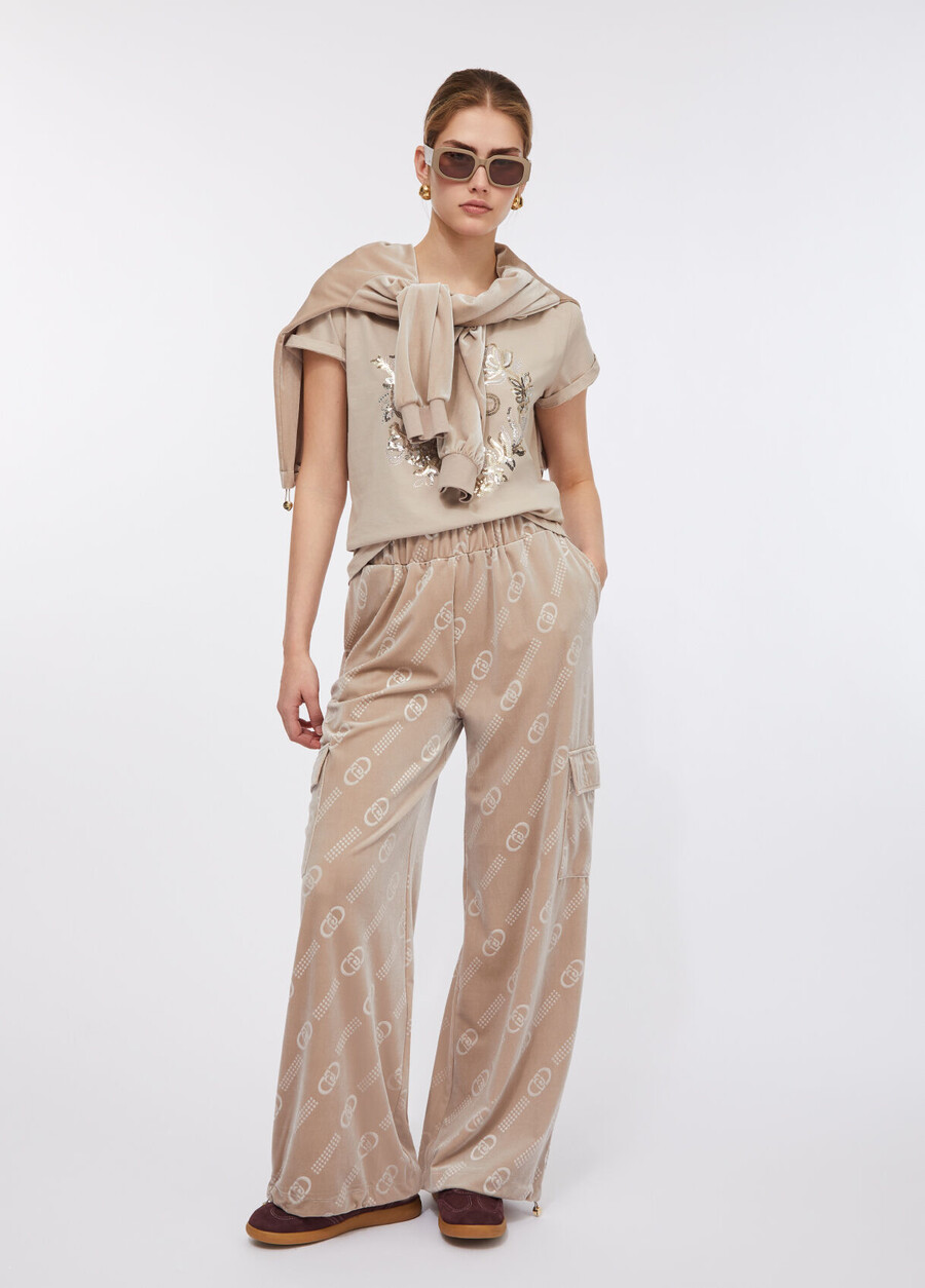 chenille jogging pants with logo