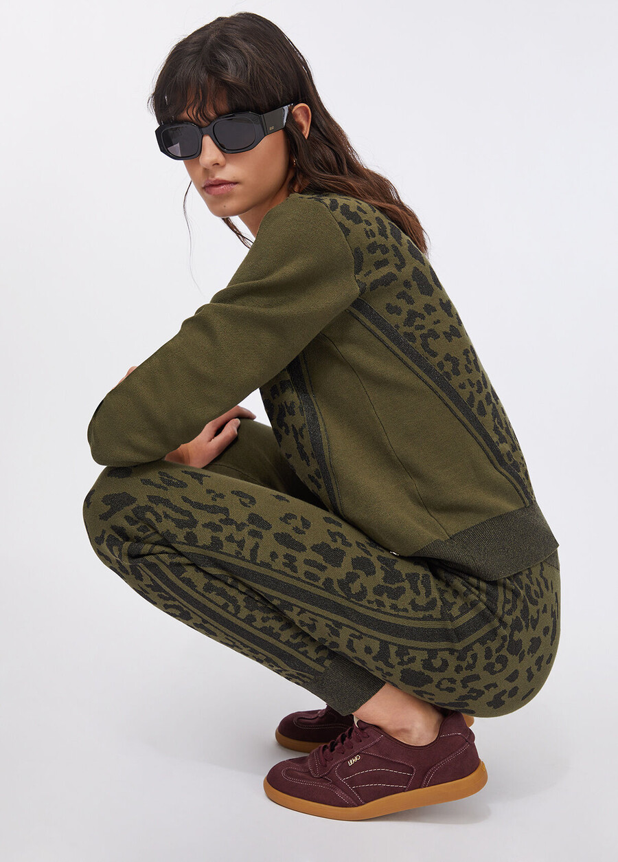 animal-print trousers