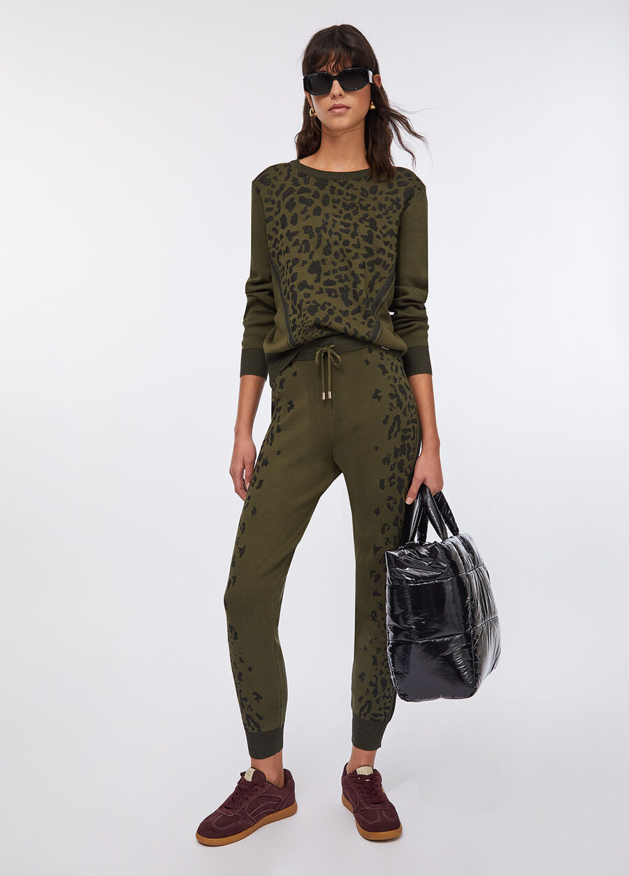 animal-print trousers