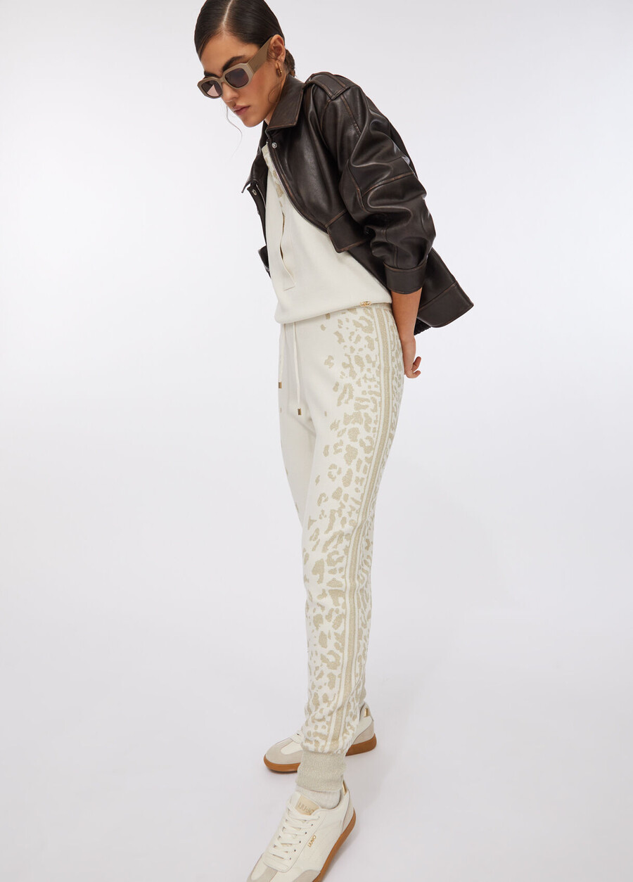 animal-print trousers