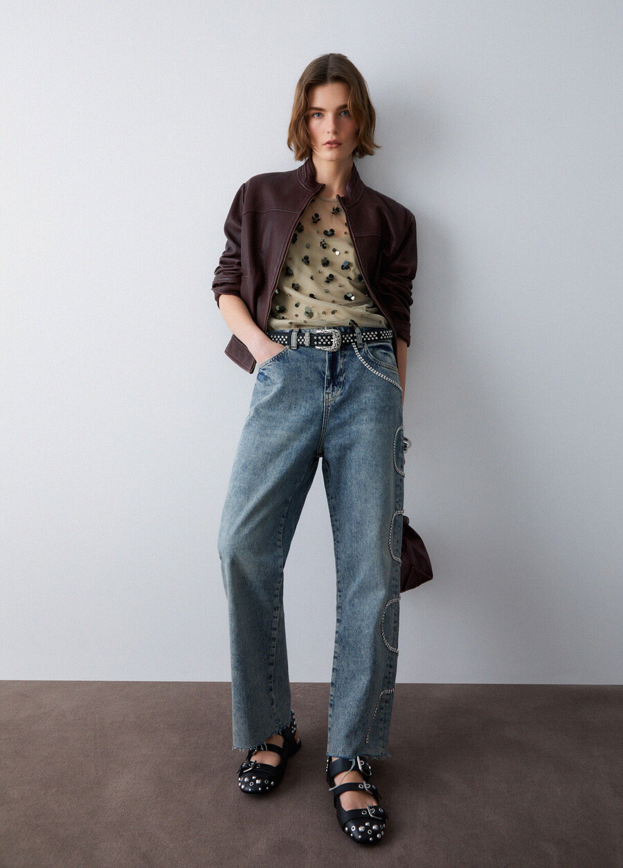 cropped jeans with bejewelled embellishment