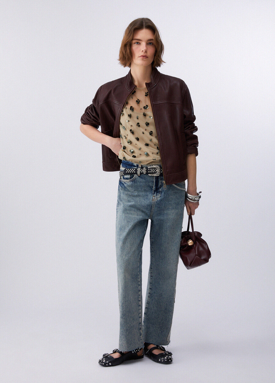 cropped jeans with bejewelled embellishment