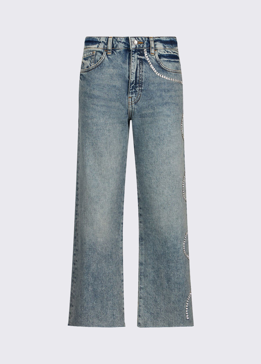 cropped jeans with bejewelled embellishment