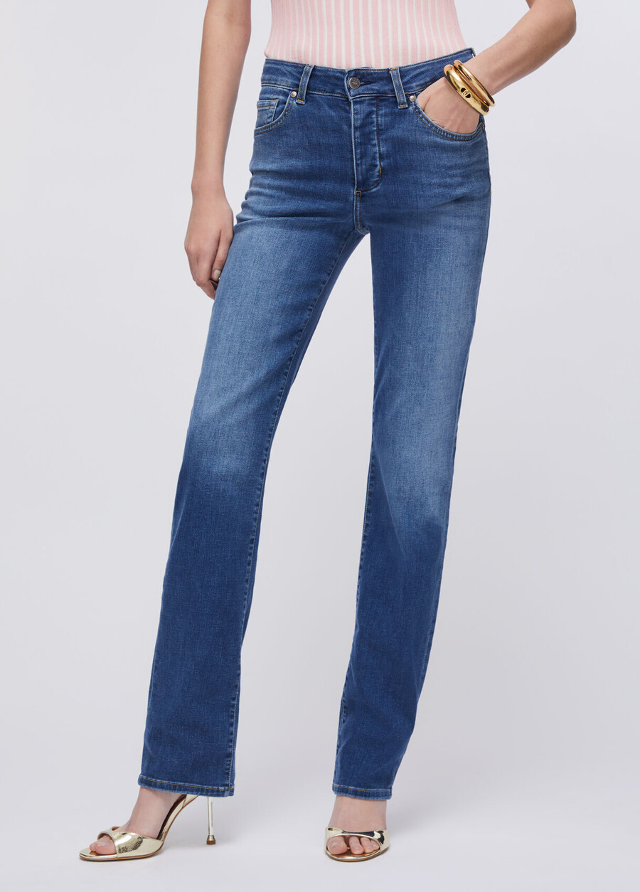high-rise straight-leg jeans