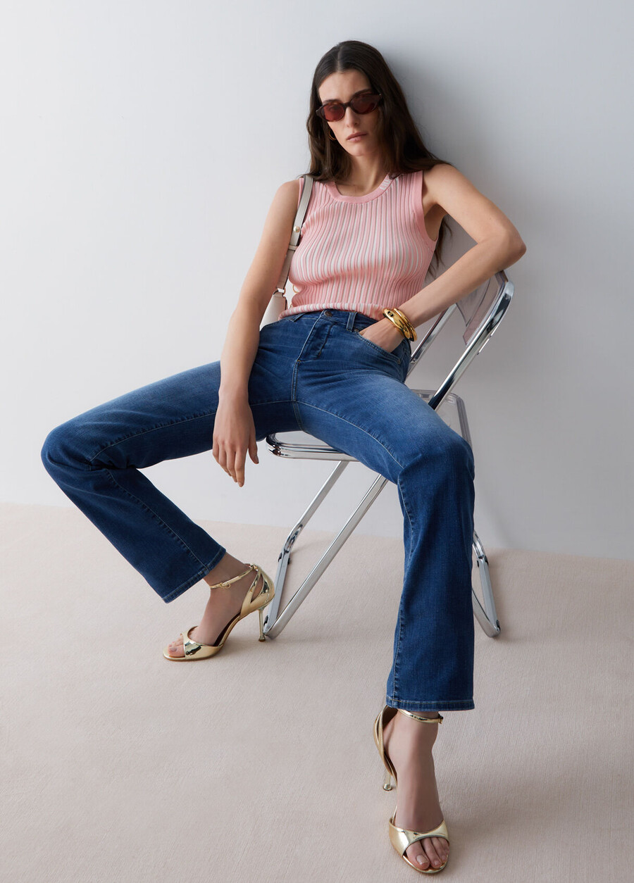 high-rise straight-leg jeans