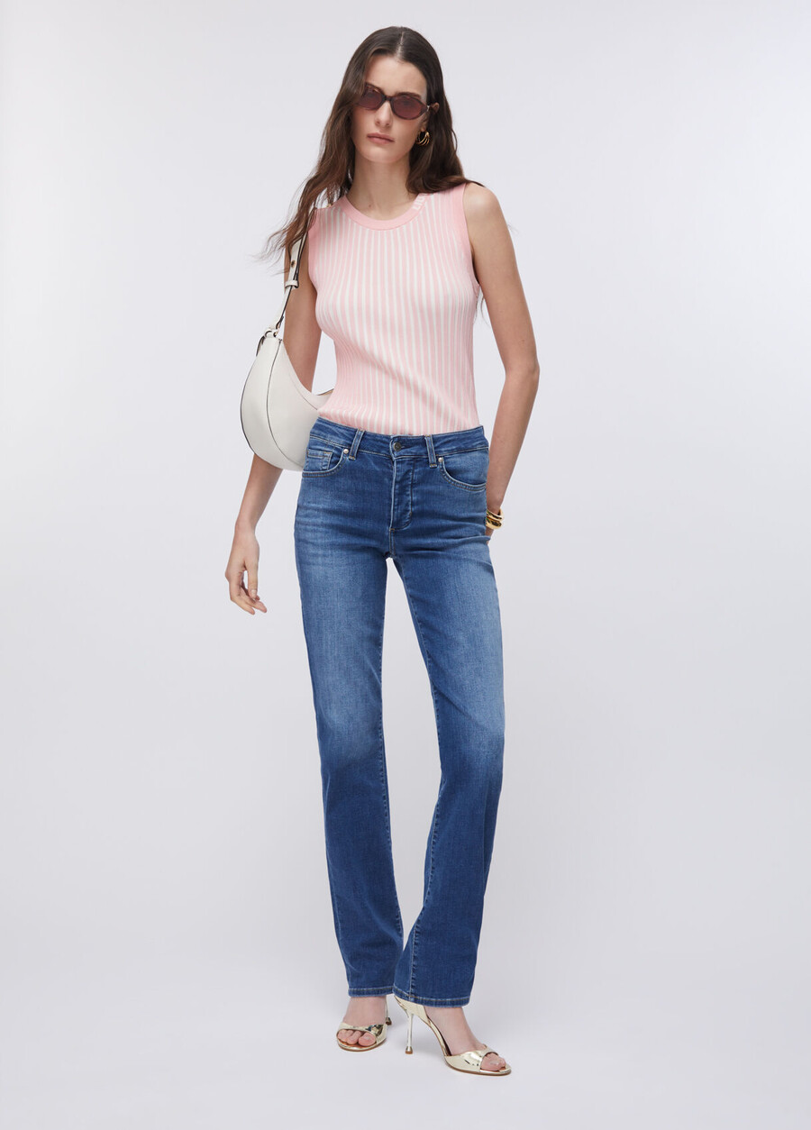 high-rise straight-leg jeans