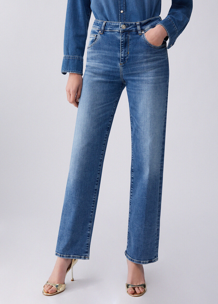 high-waisted straight jeans