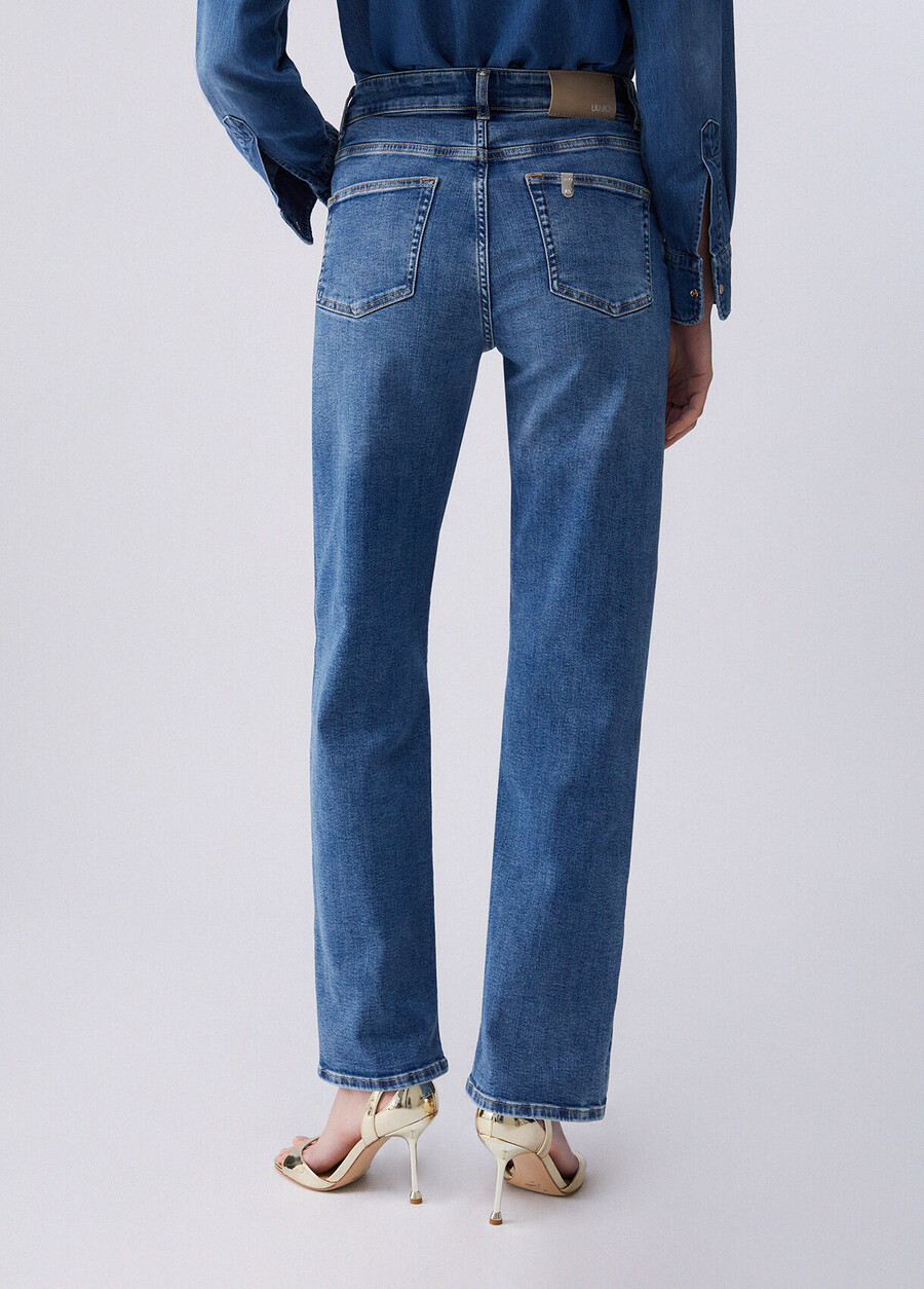 high-waisted straight jeans