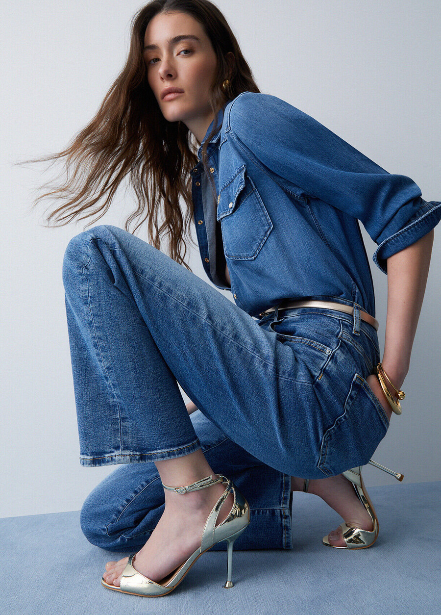 high-waisted straight jeans