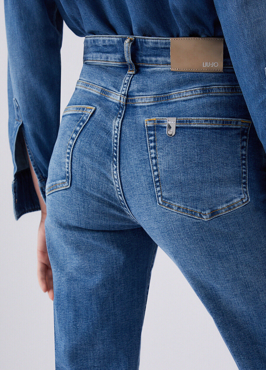high-waisted straight jeans