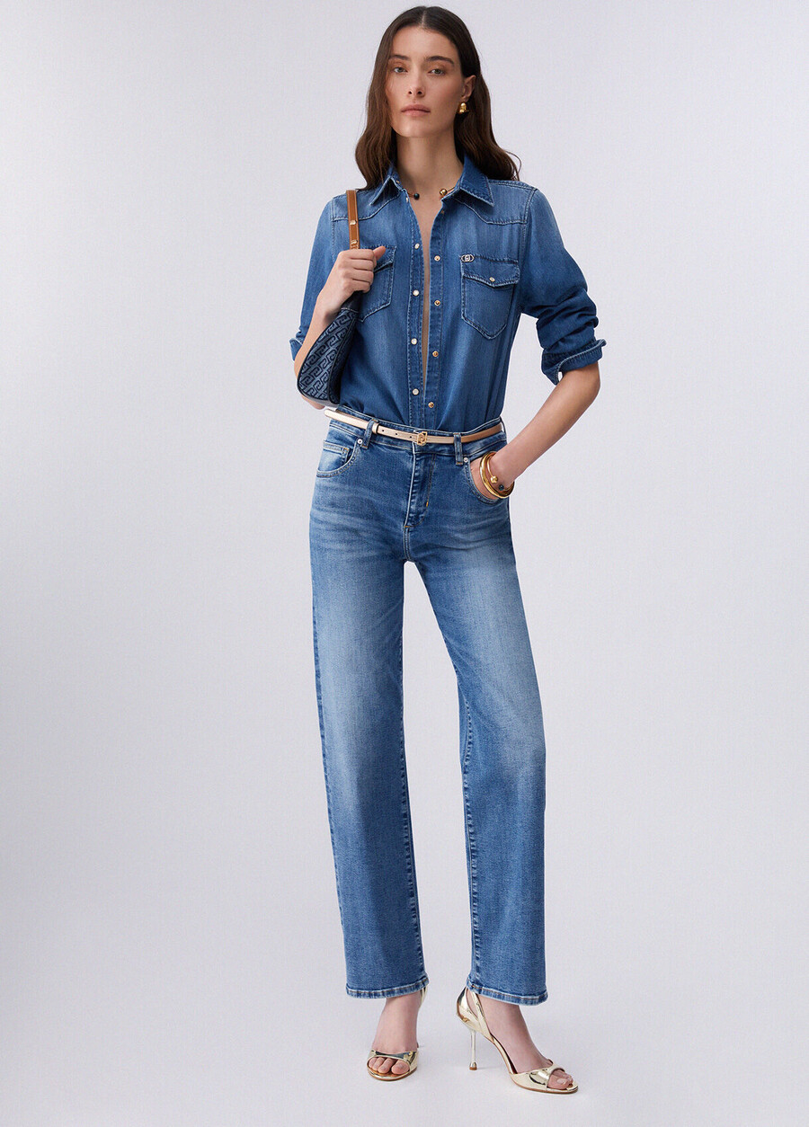 high-waisted straight jeans
