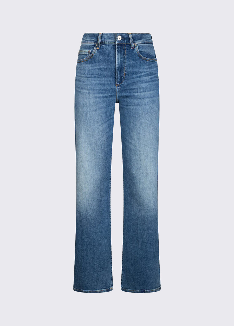 high-waisted straight jeans