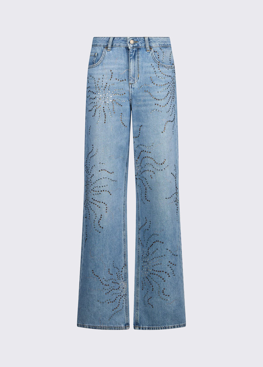 straight-leg jeans with rhinestones