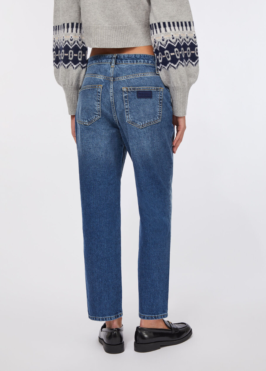 high-waisted straight-leg jeans