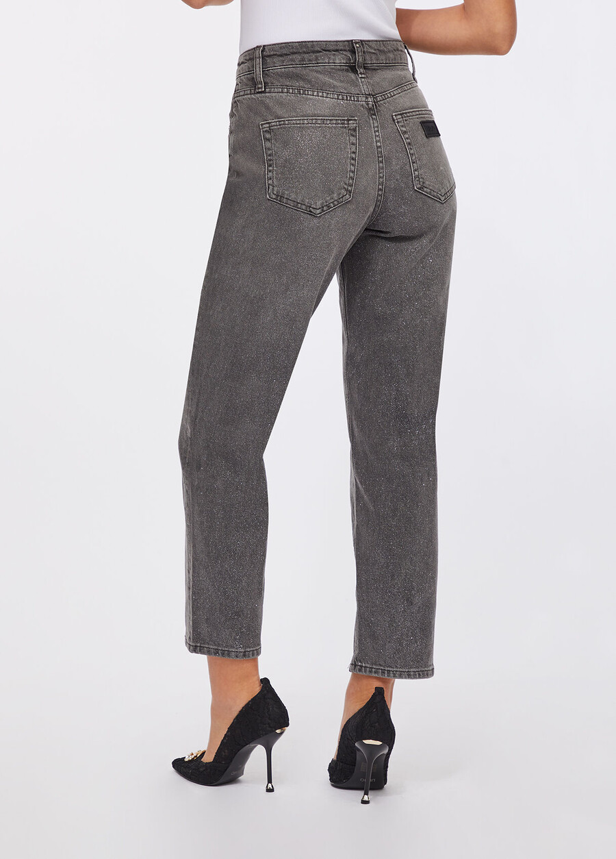 high-waisted straight-leg jeans