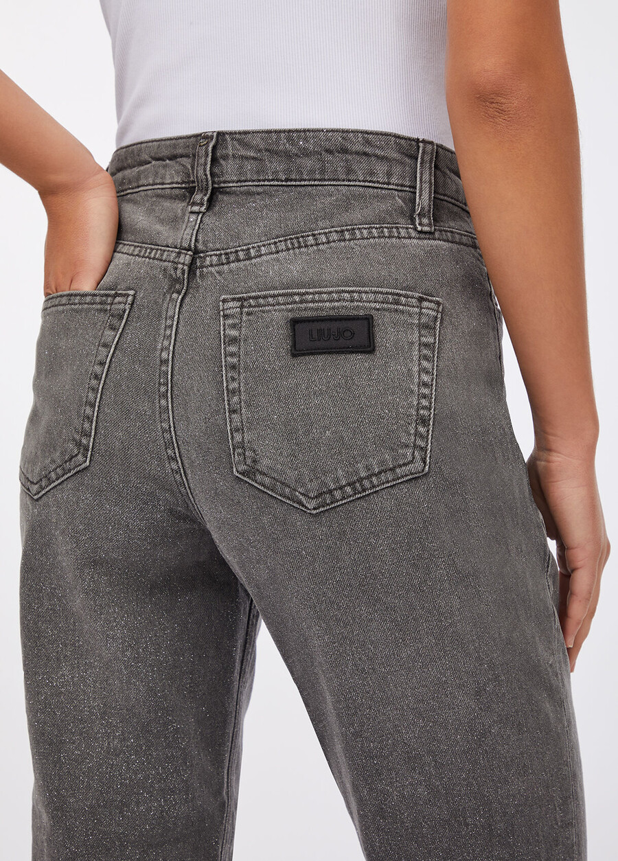 high-waisted straight-leg jeans