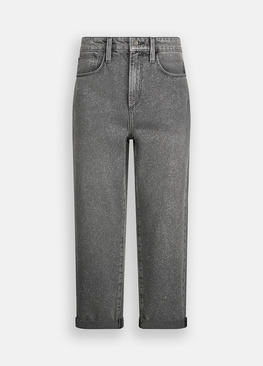 high-waisted straight-leg jeans