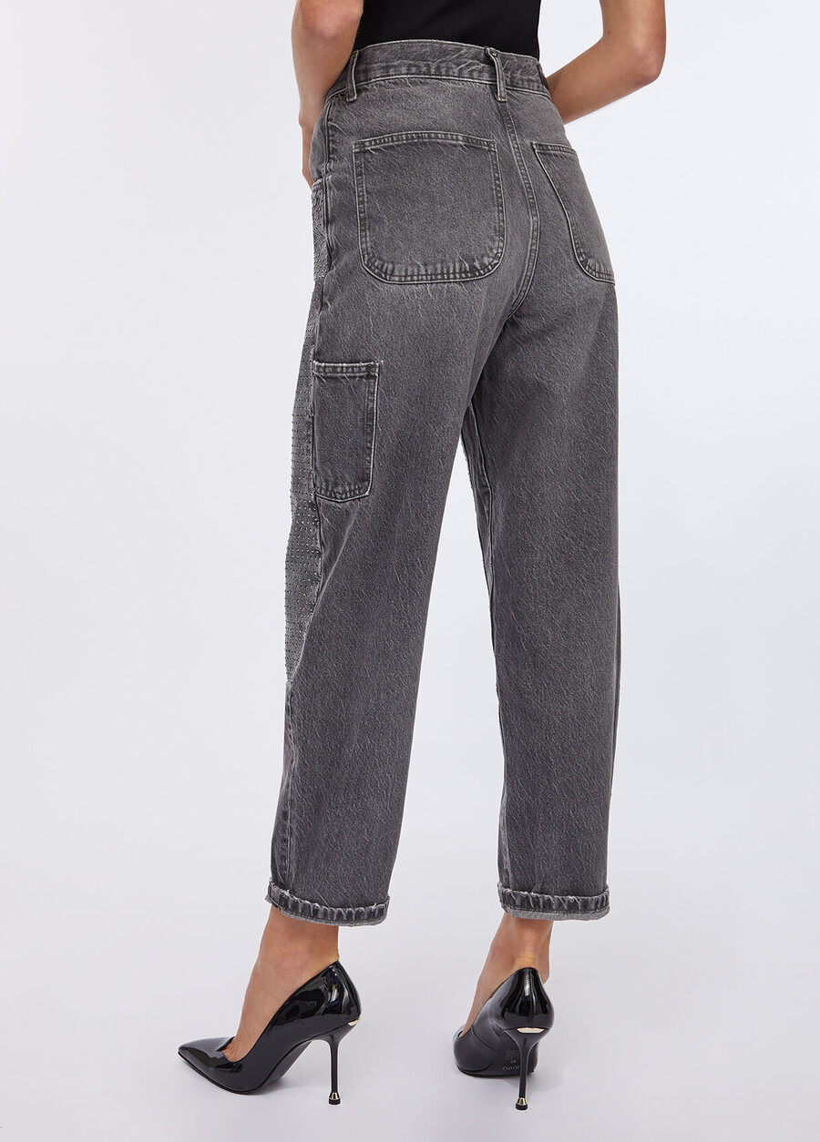 straight jeans with rhinestone