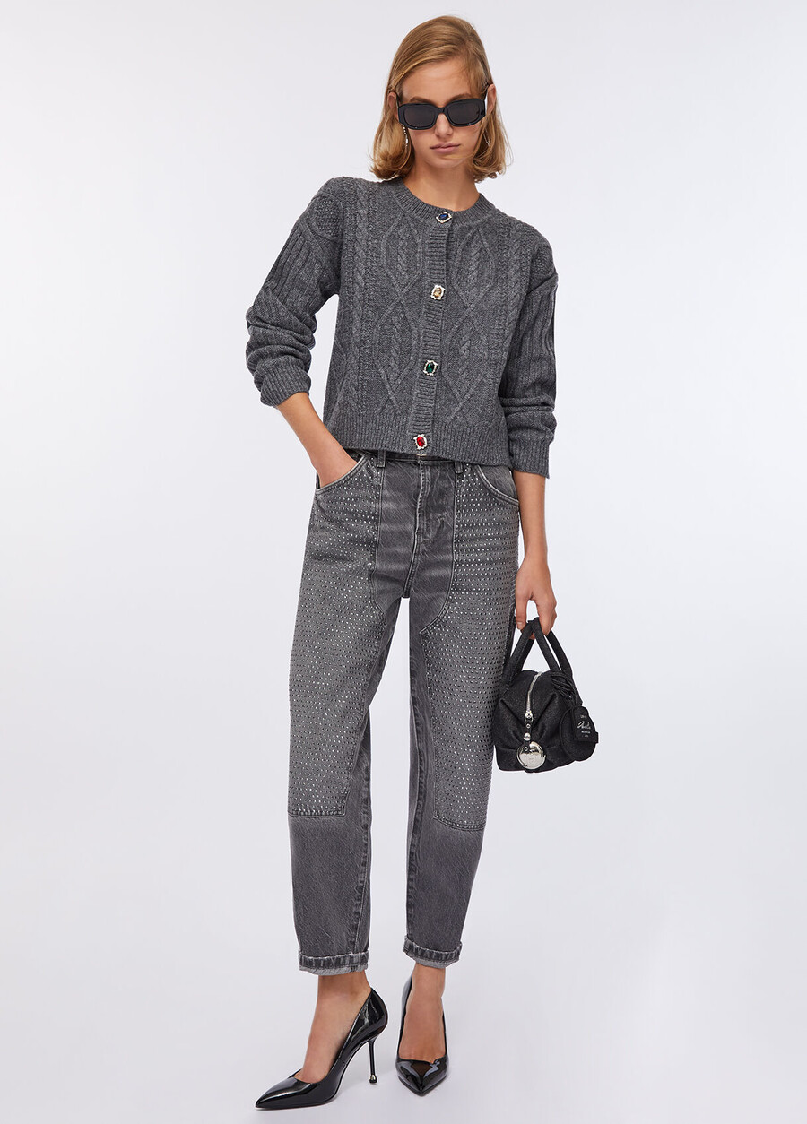 straight jeans with rhinestone