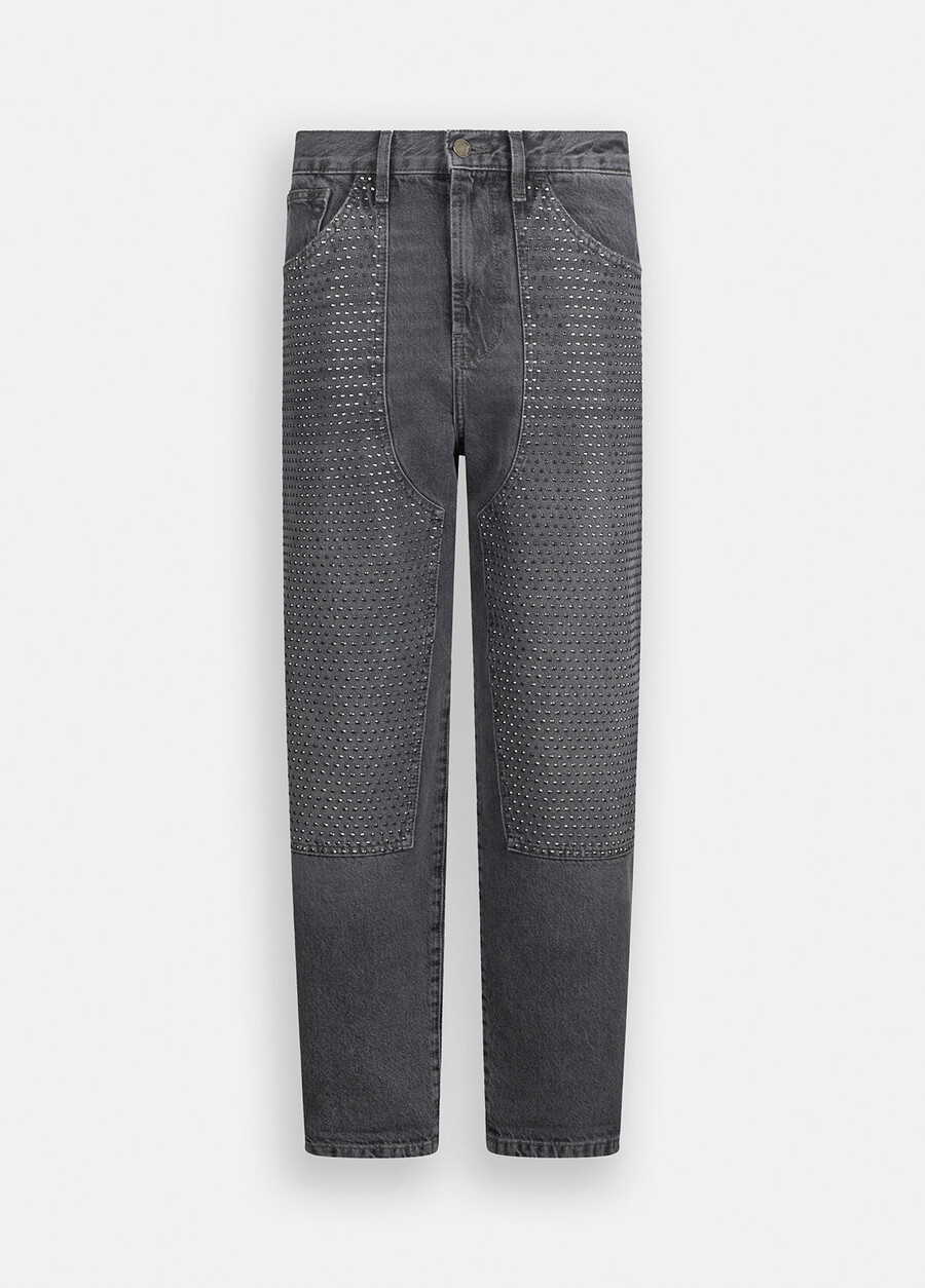 straight jeans with rhinestone