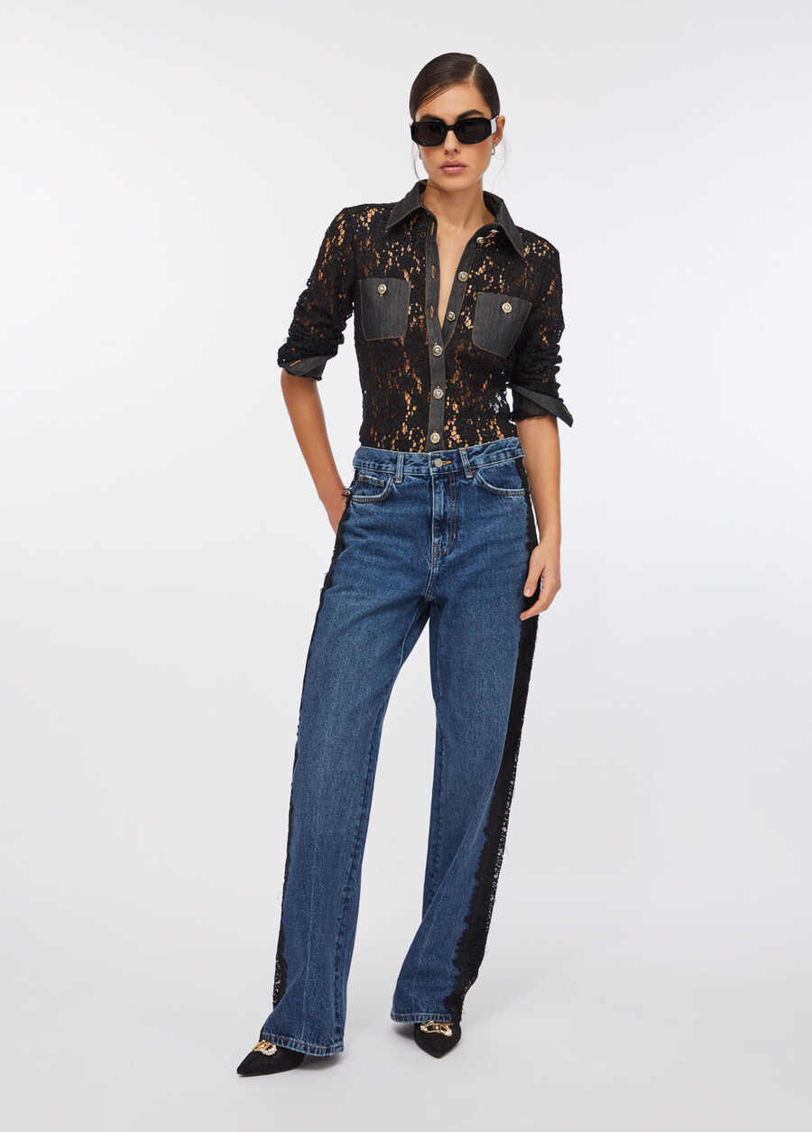 straight-leg jeans with lace