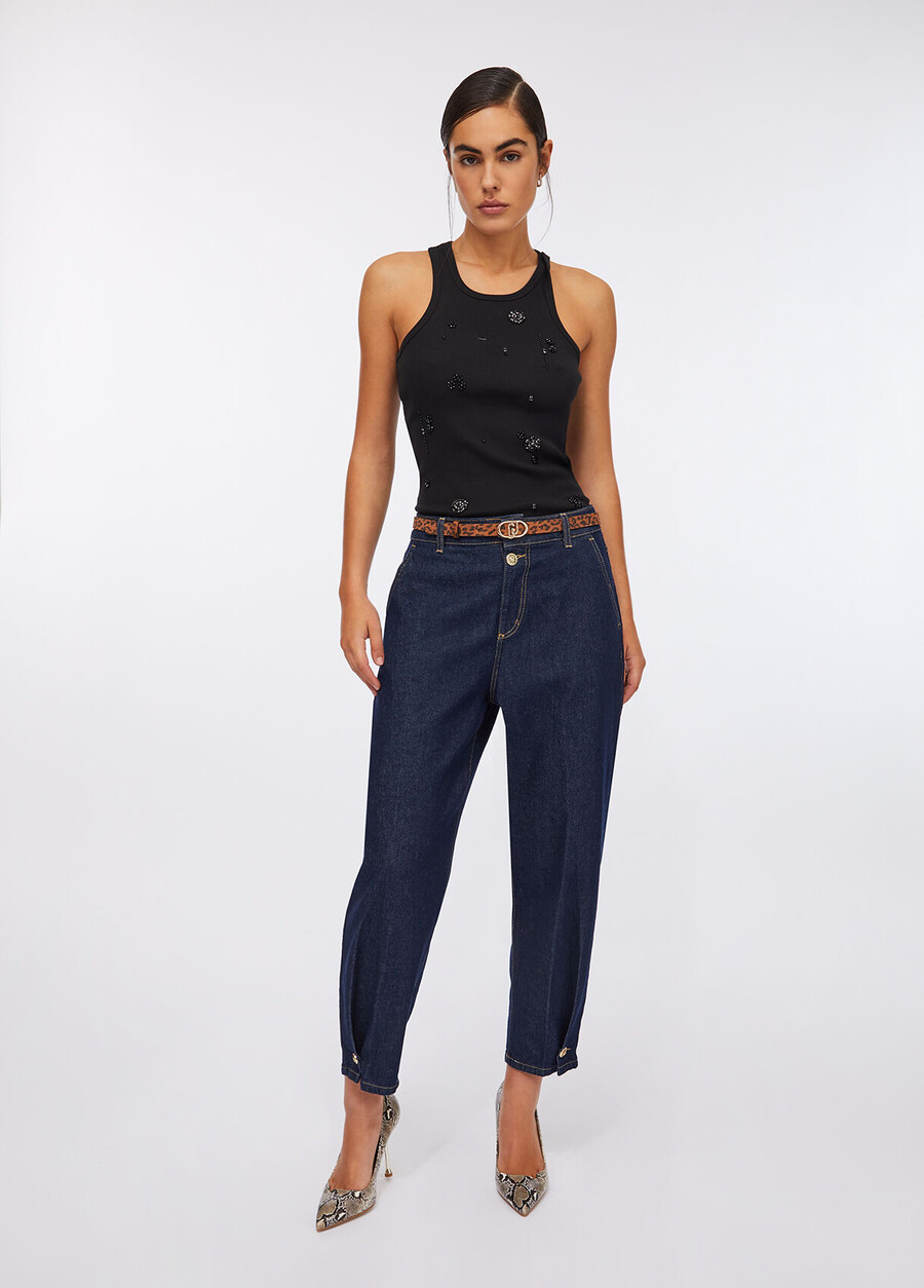 cropped balloon jeans