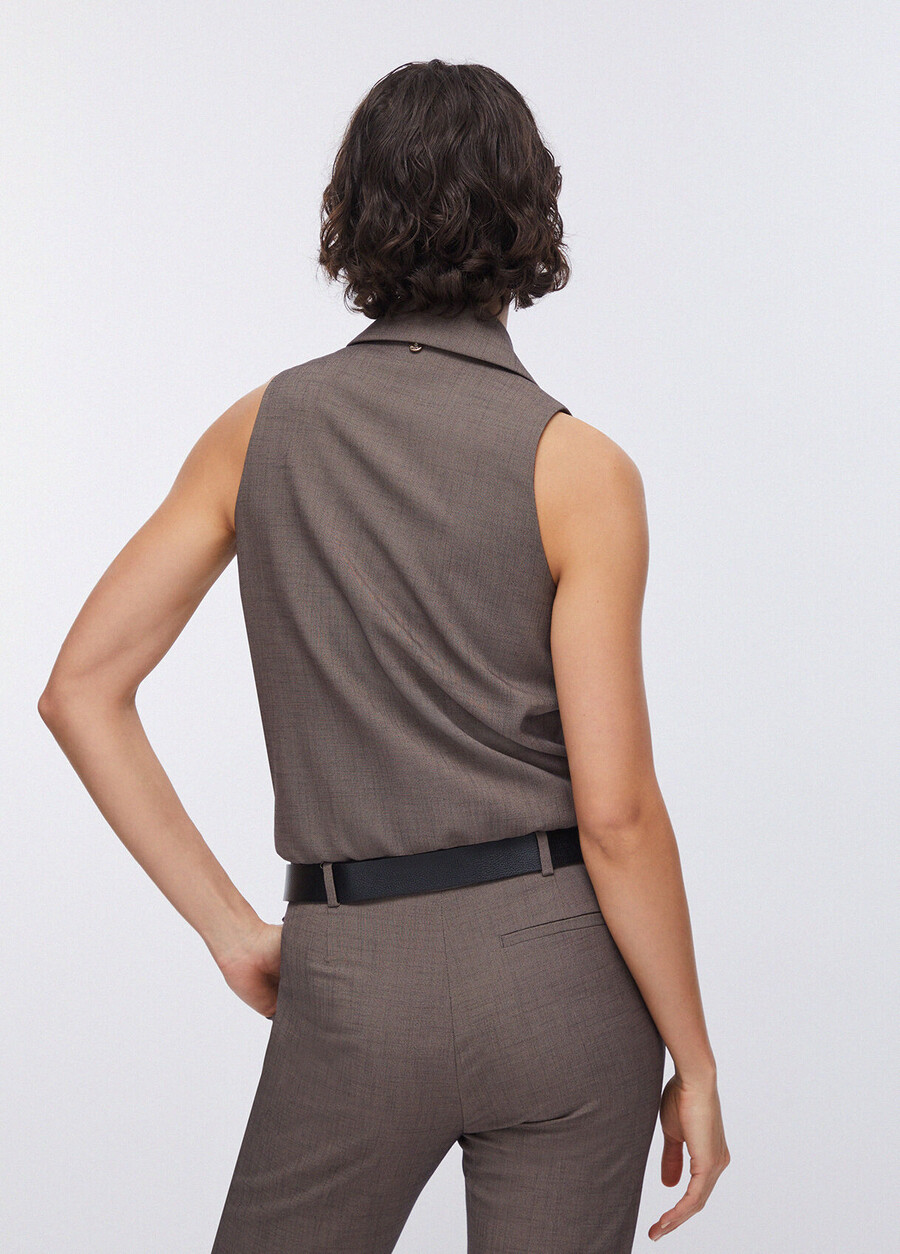mélange fabric vest bodysuit