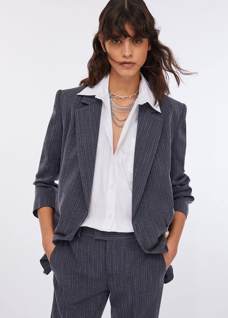 pinstripe flannel blazer