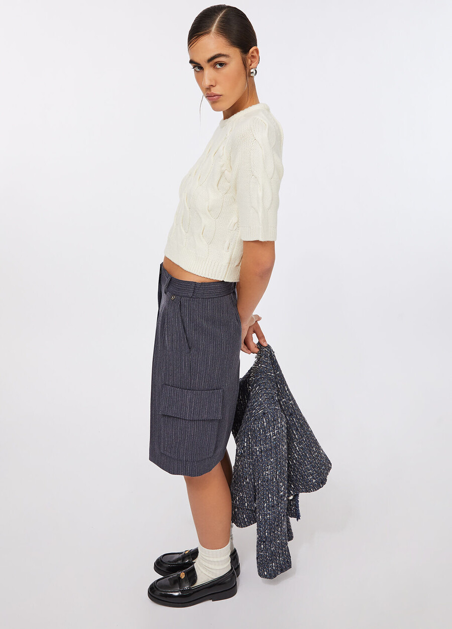 pinstriped flannel bermuda shorts