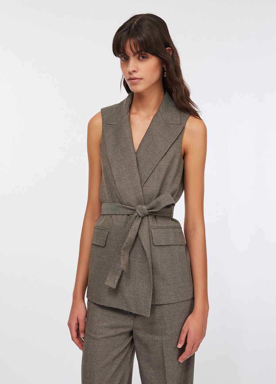 chevron vest with belt