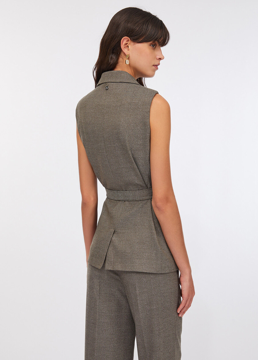 chevron vest with belt