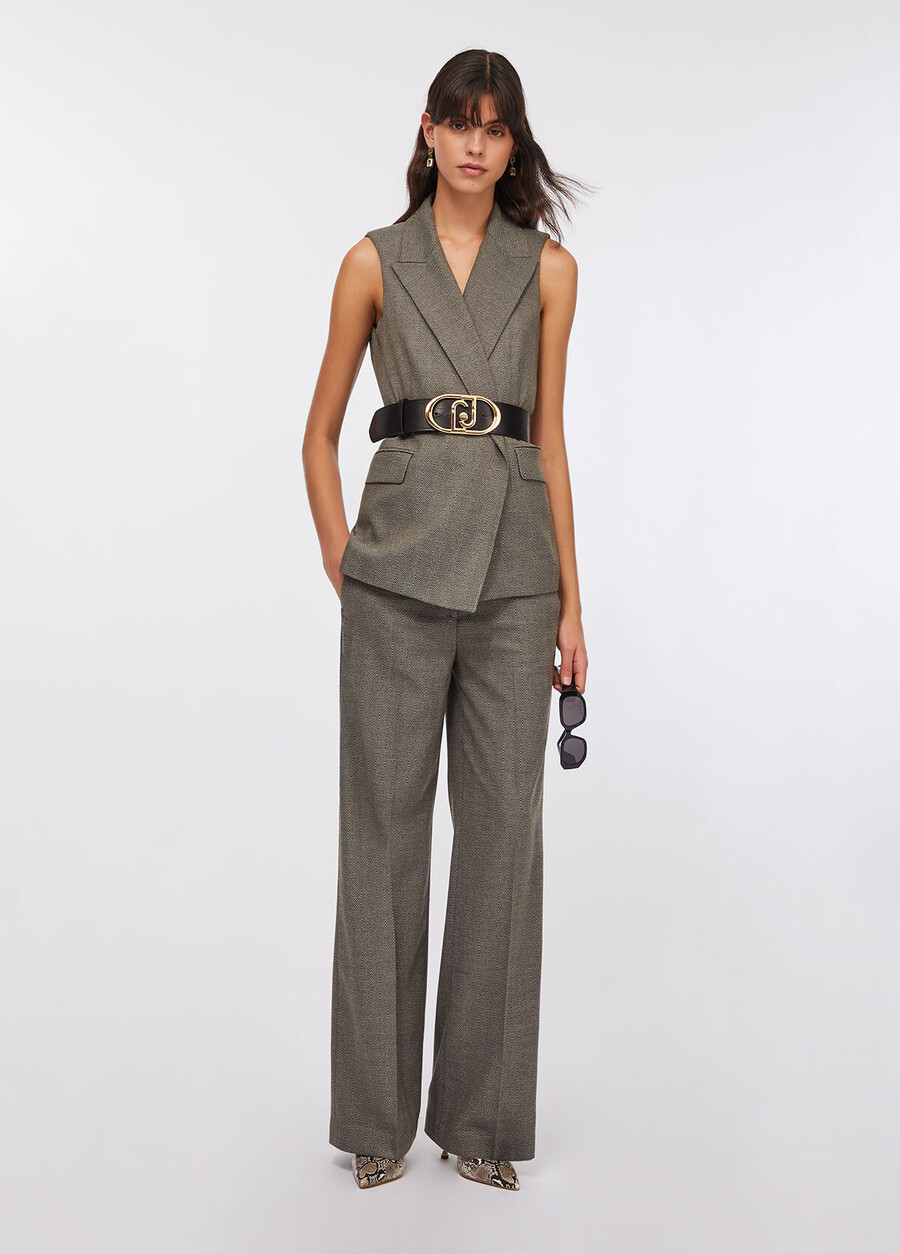 chevron vest with belt