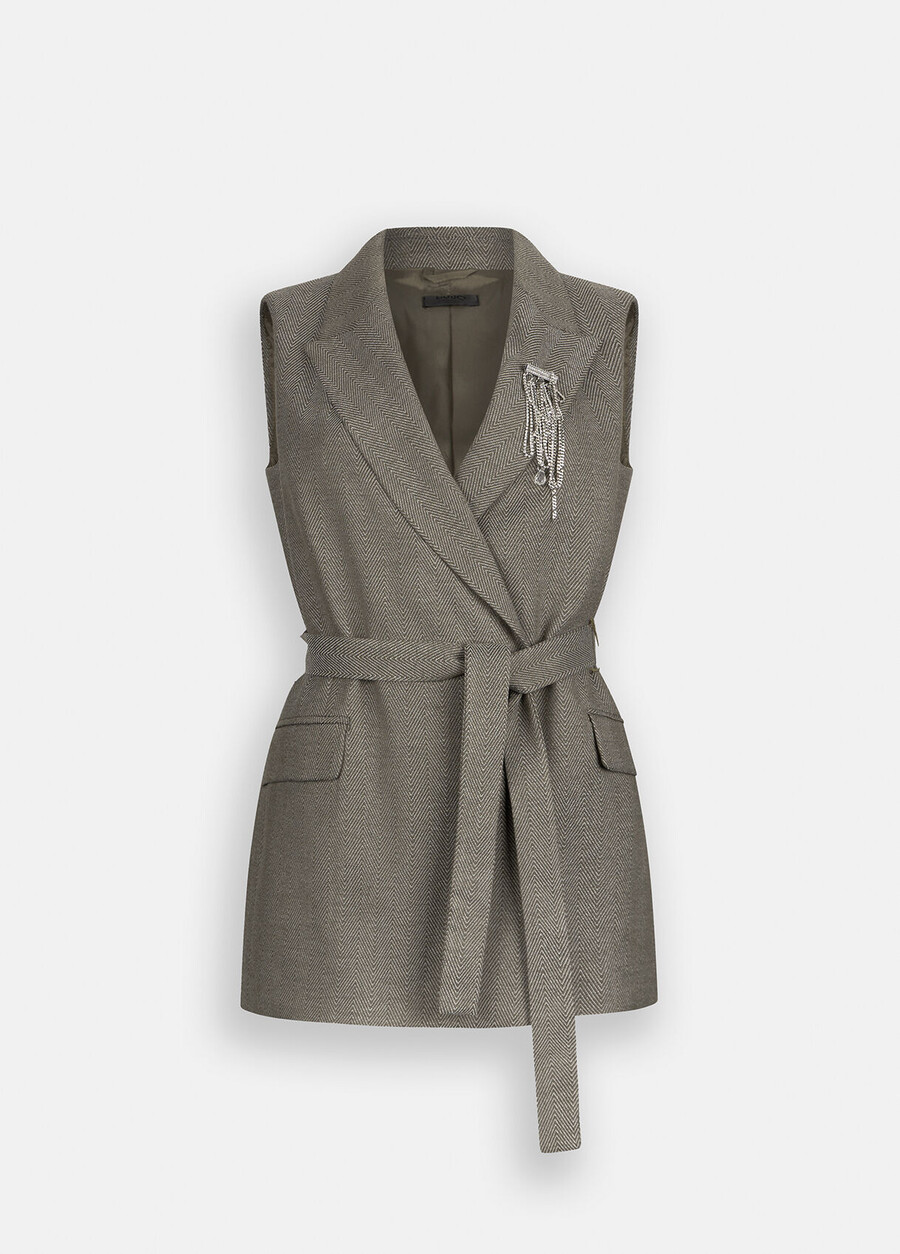 chevron vest with belt