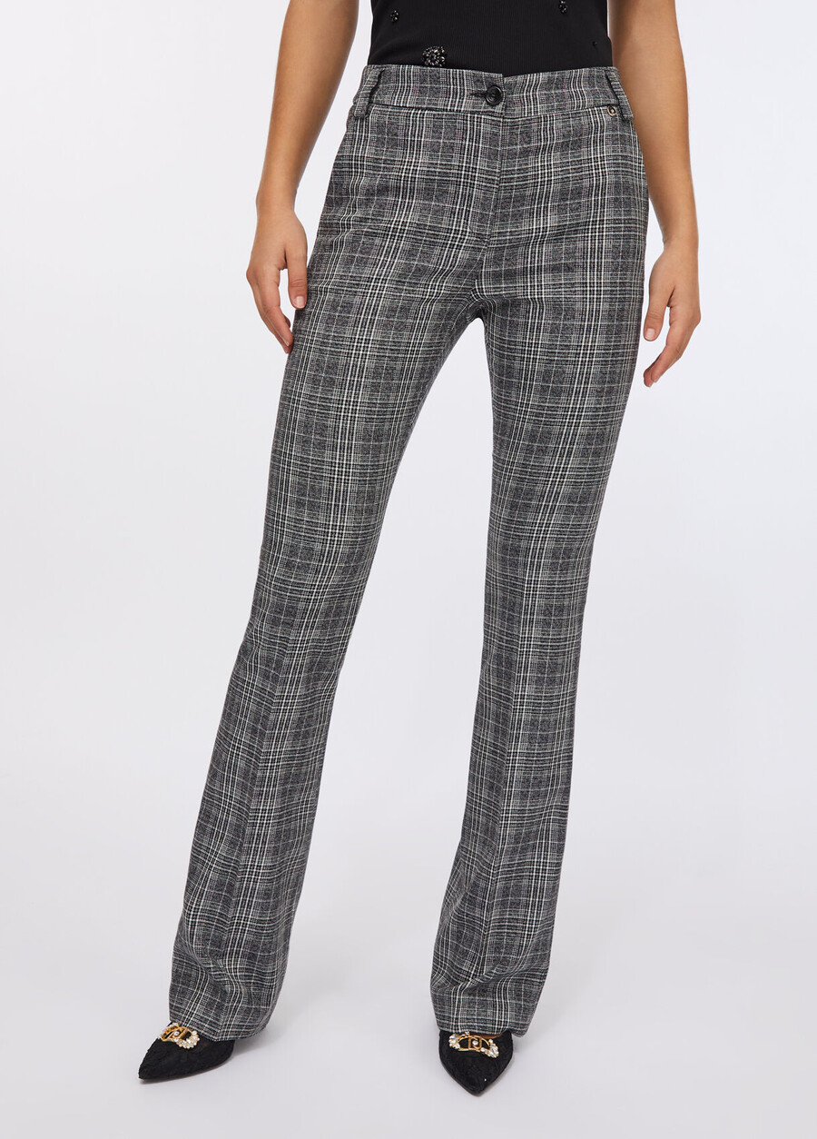 glen plaid flare trousers