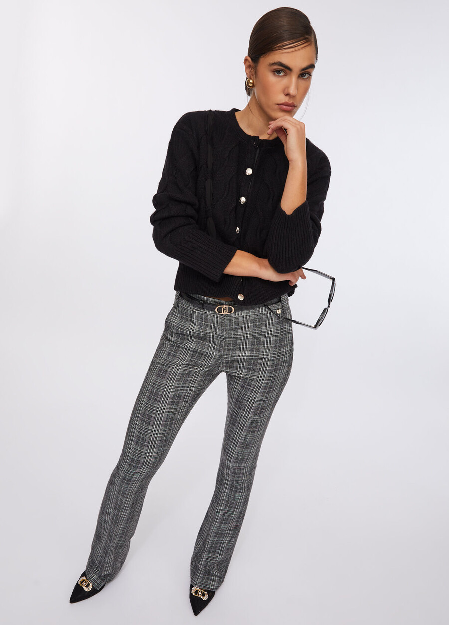 glen plaid flare trousers