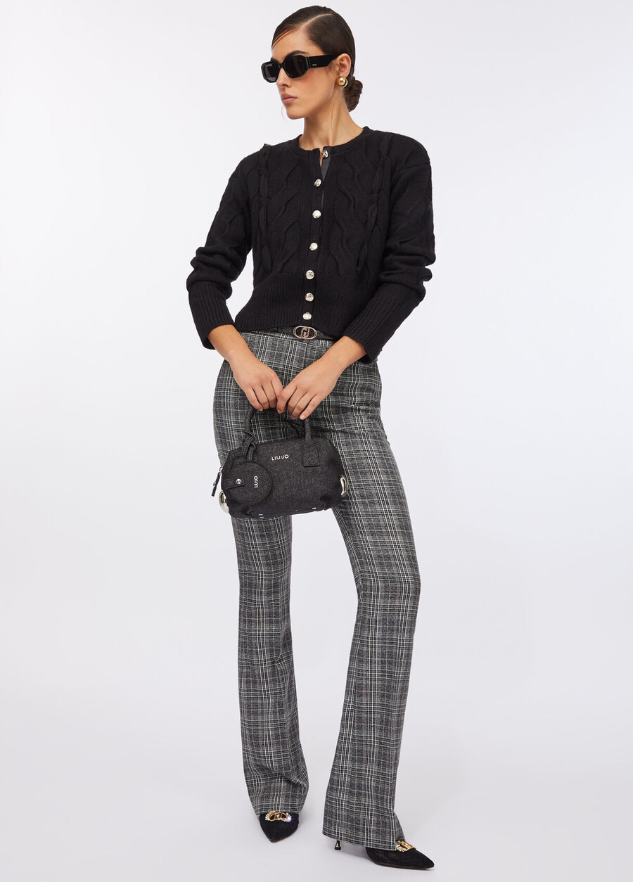 glen plaid flare trousers