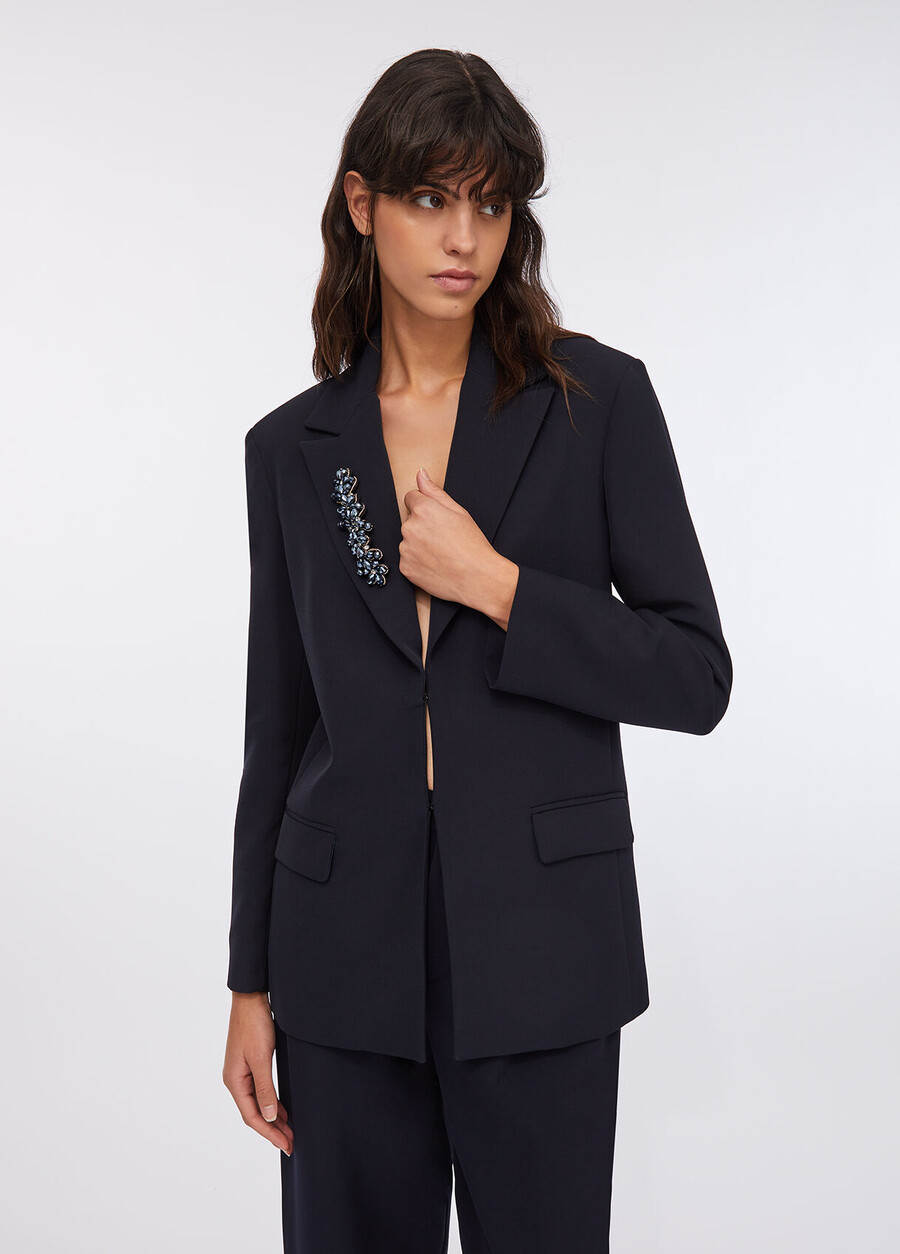 long jacket with bejewelled embroidery