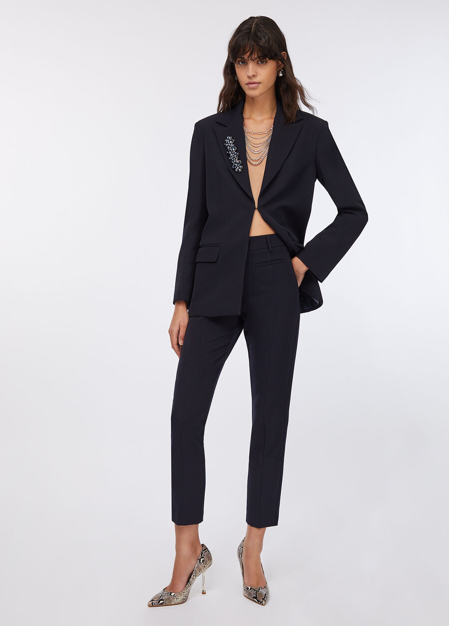 long jacket with bejewelled embroidery