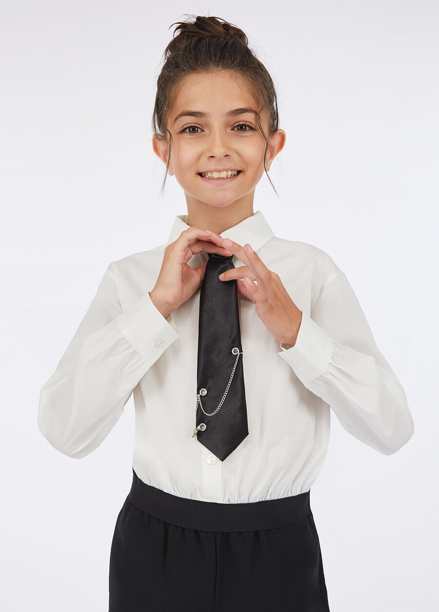 striped cotton shirt with tie