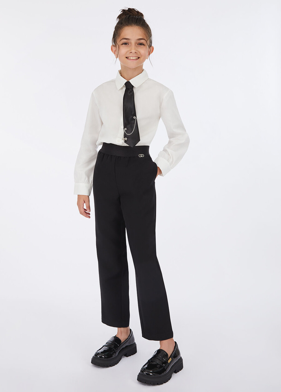 striped cotton shirt with tie