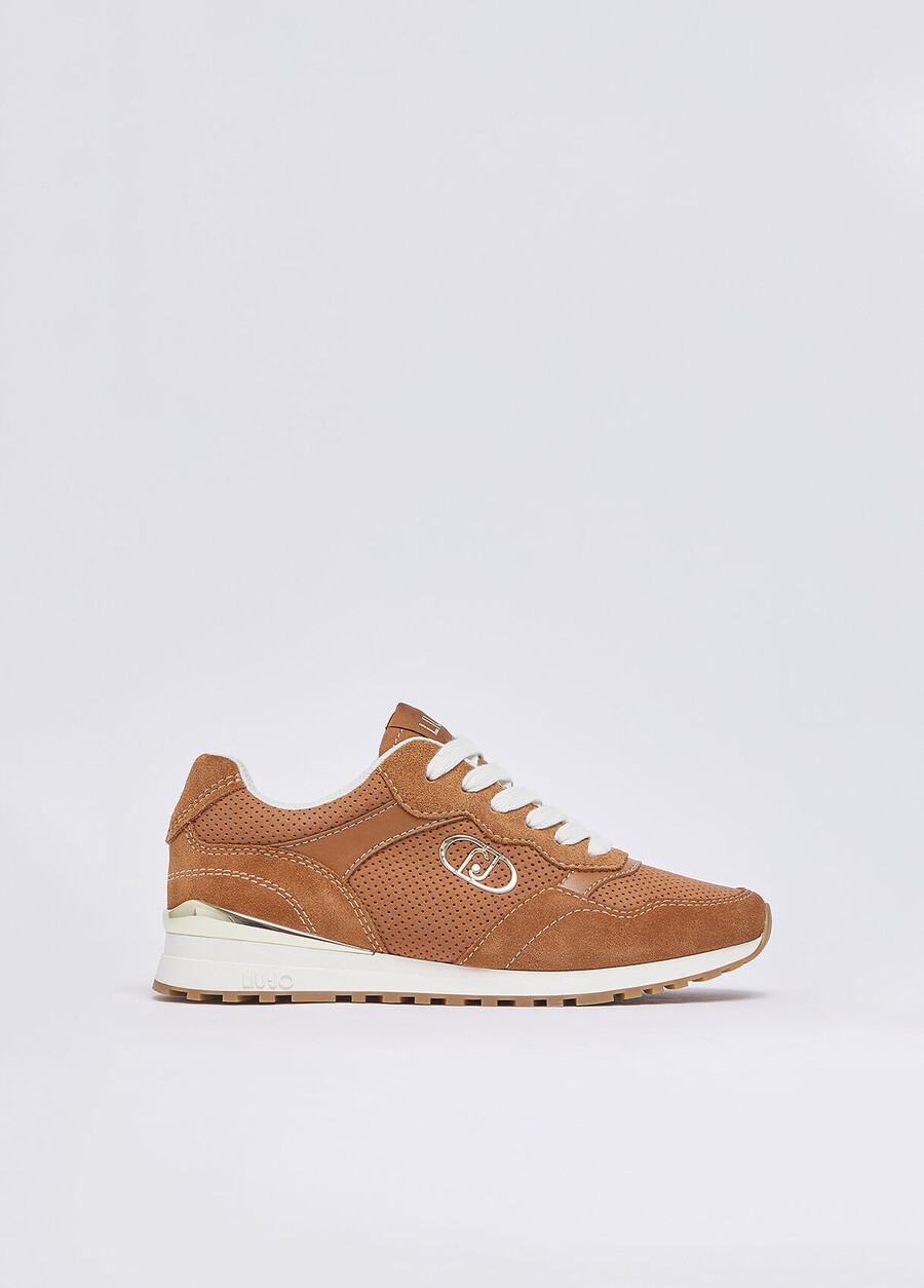 perforated suede sneakers