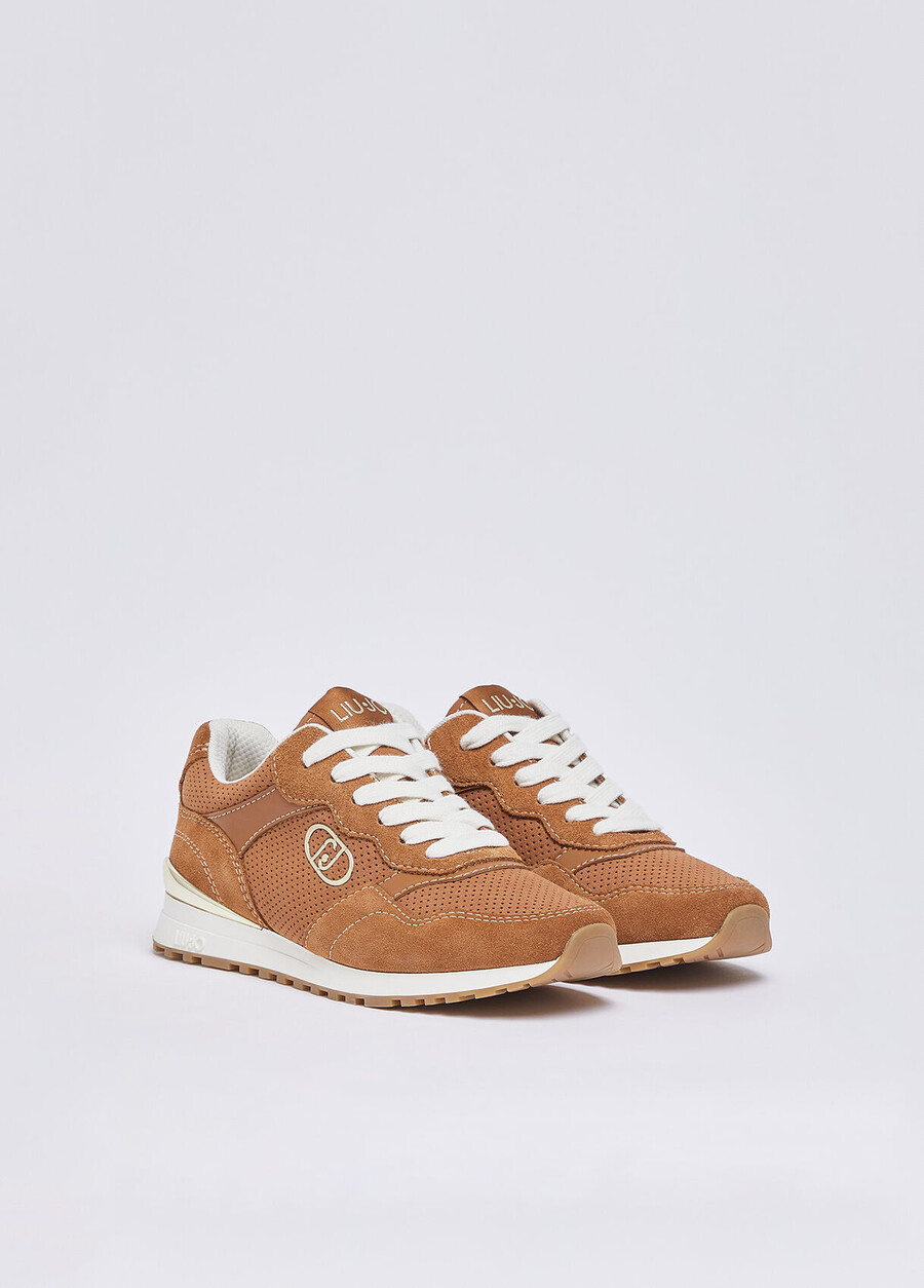 perforated suede sneakers